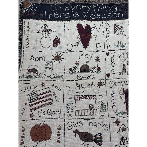 Vintage Christian Blanket Woven Tapestry Ecclesiasties Cottagecore Prairie Cozy - Picture 3 of 10